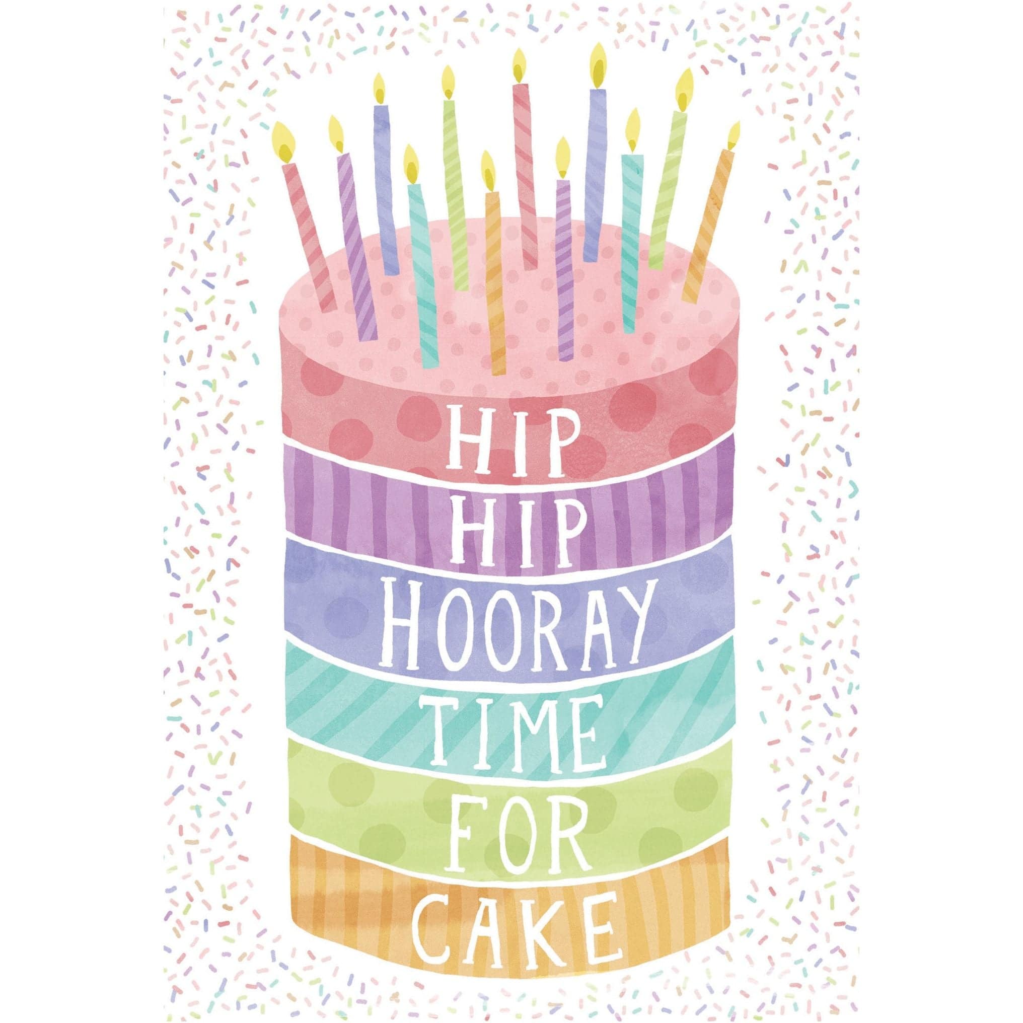 Colorful Hip Hip Hooray Cake birthday card by Pictura featuring cheerful cake illustration for everyday celebrations.